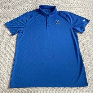 Men’s Nike Golf Dri-Fit Standard Fit Polo Shirt Brae Loch Gold Club XL Blue